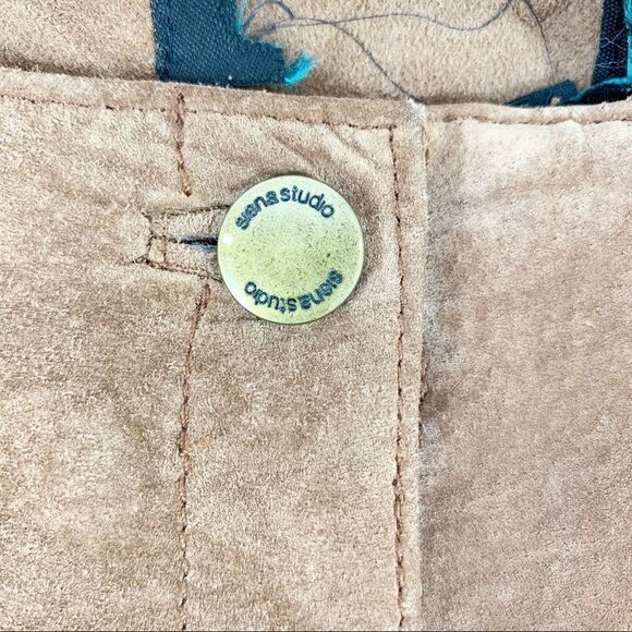 Vintage Siena Studio Brown Washable Suede Leather Pants w/Zip/Tasseled Pockets 8 - Picture 5 of 15